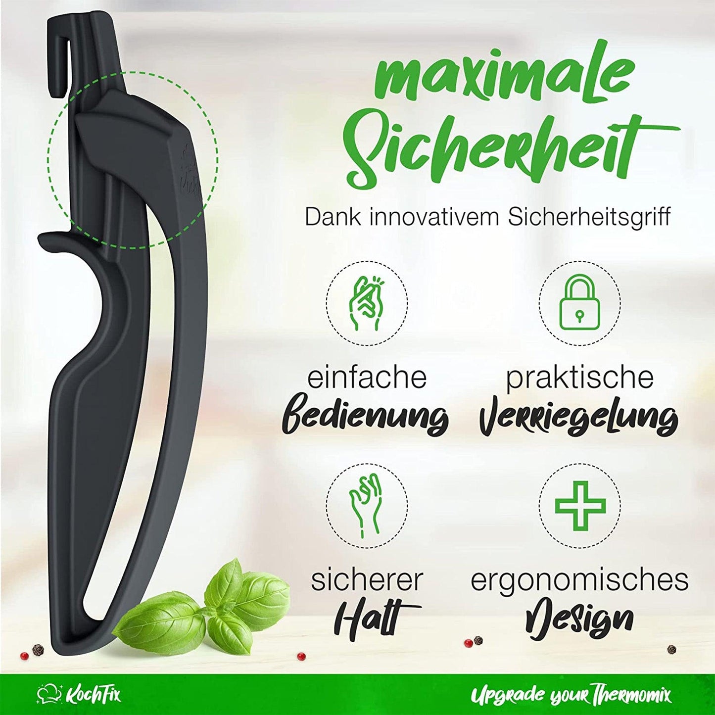 KochFix Griff für Thermomix Gareinsatz Garkorb für TM6 TM5 TM31 Innovativer Zangengriff für sicheren Halt beim Herausnehmen einfache Bedienung - Mixcover - Mixcover