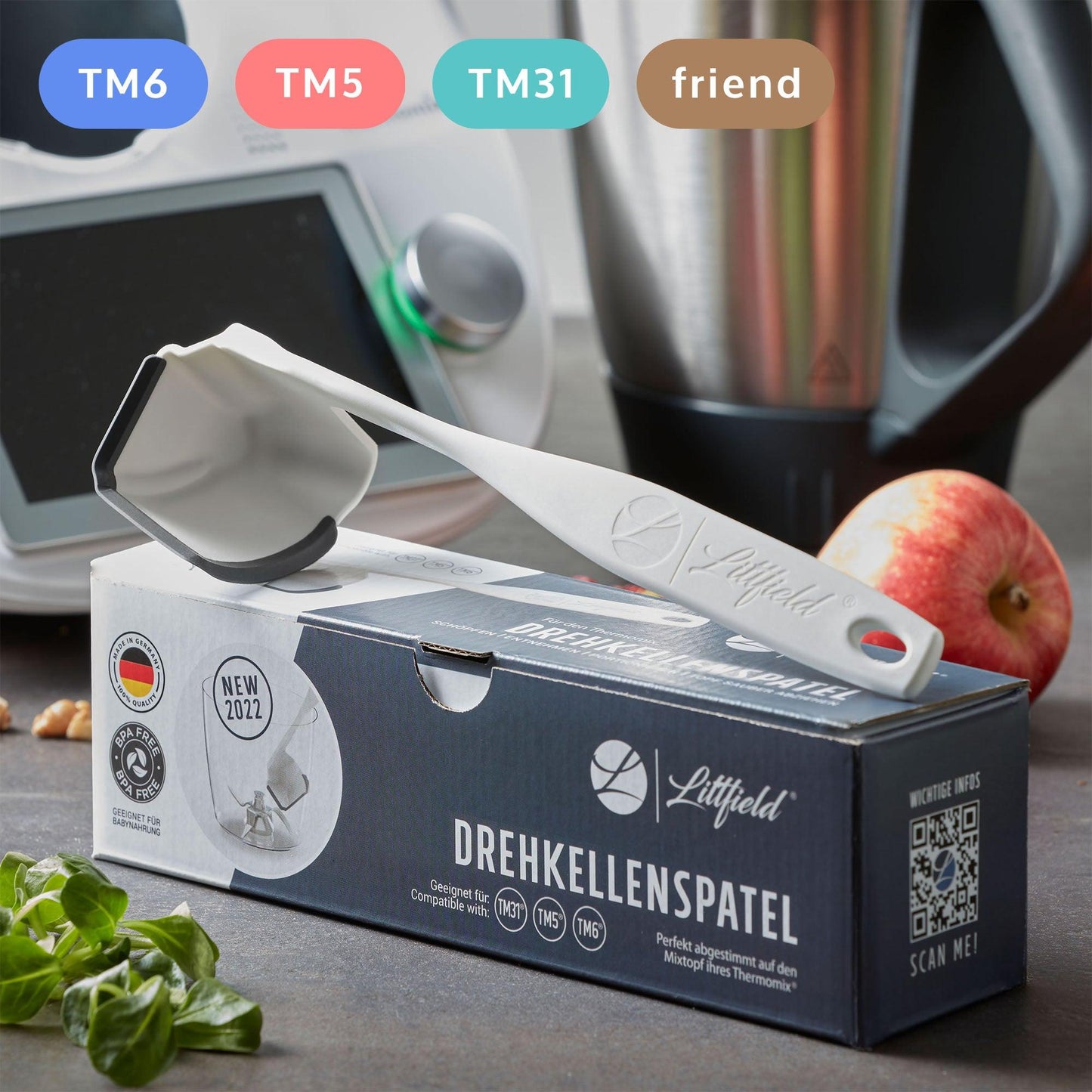 Littfield Drehspatel - Zubehör für Thermomix TM6 TM5 TM31 TM Friend Küchenmaschine - Flexibel & elastische Spatel-Lippe