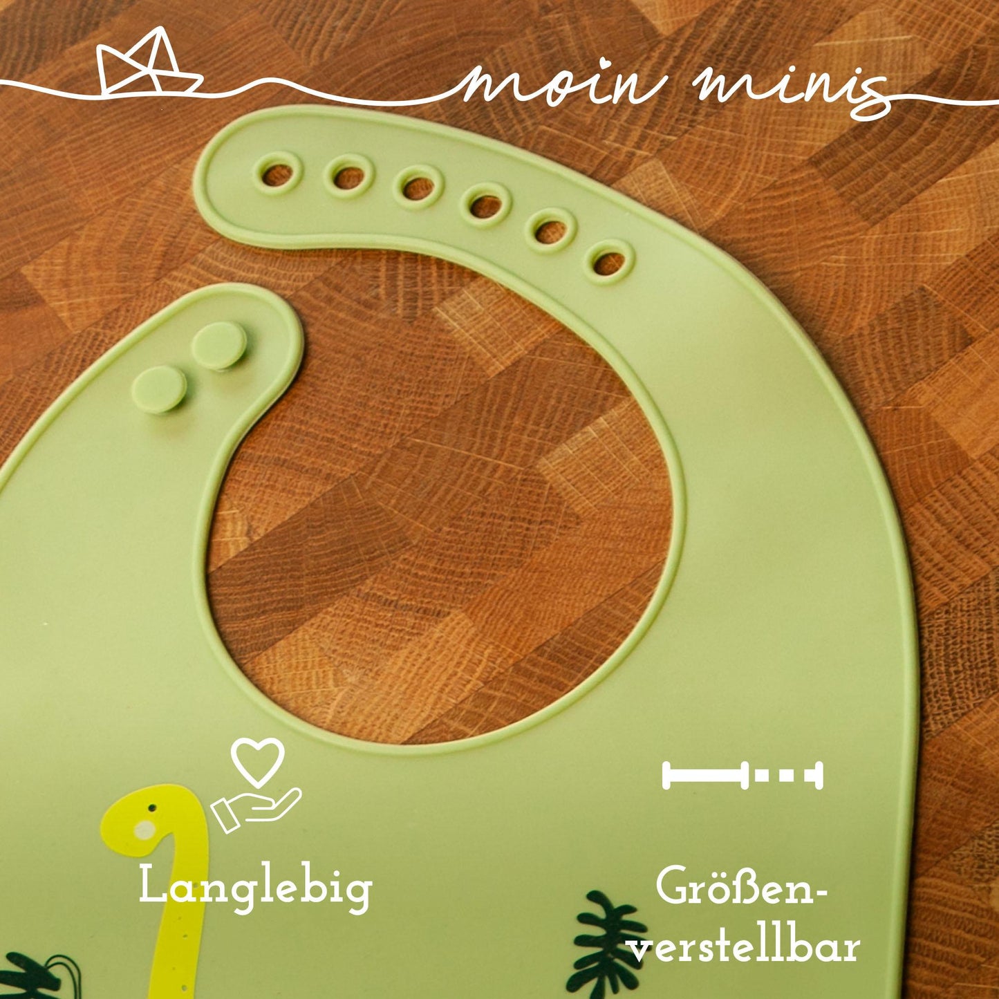 mixcover Baby Kleinkinder Silikon-Lätzchen mit Auffangschale Dino Motiv - einfach zu reinigen, wasserdicht, weiches Material, größenverstellbar, BPA-frei - Mixcover - Mixcover