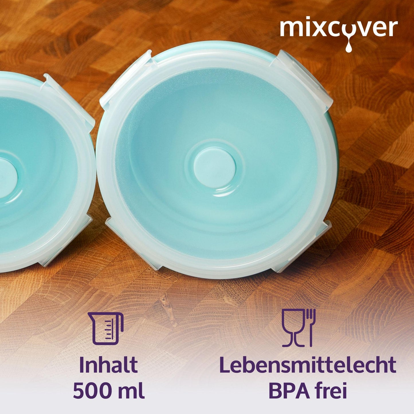 mixcover faltbare Frischhaltedose mit Deckel aus Silikon Bentobox Brotdose Lunchbox Picknick Camping Schüssel BPA-frei platzsparend 500 ml grün - Mixcover - Mixcover