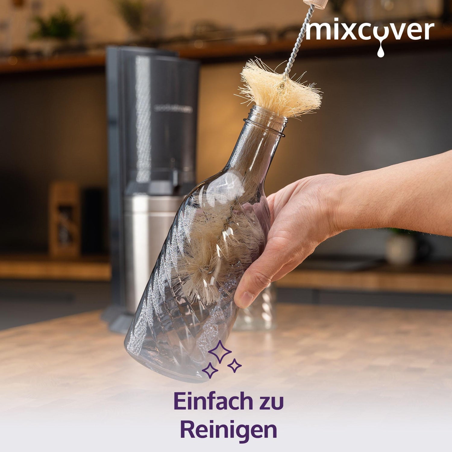 rand schroef Toerist Mixcover glazen fles compatibel met sodastream kristal 2.0 met 10% meer  volume donkergrijs - mixcover