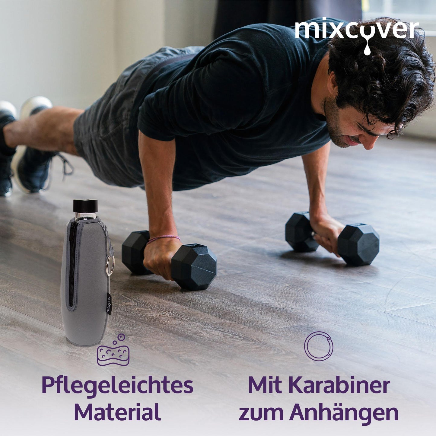 mixcover isolierter Flaschenschutz kompatibel mit SodaStream Duo Glasflaschen Schutzhülle für Flaschen, Schutz vor Bruch und Kratzern, Farbe Pink - Mixcover - Mixcover