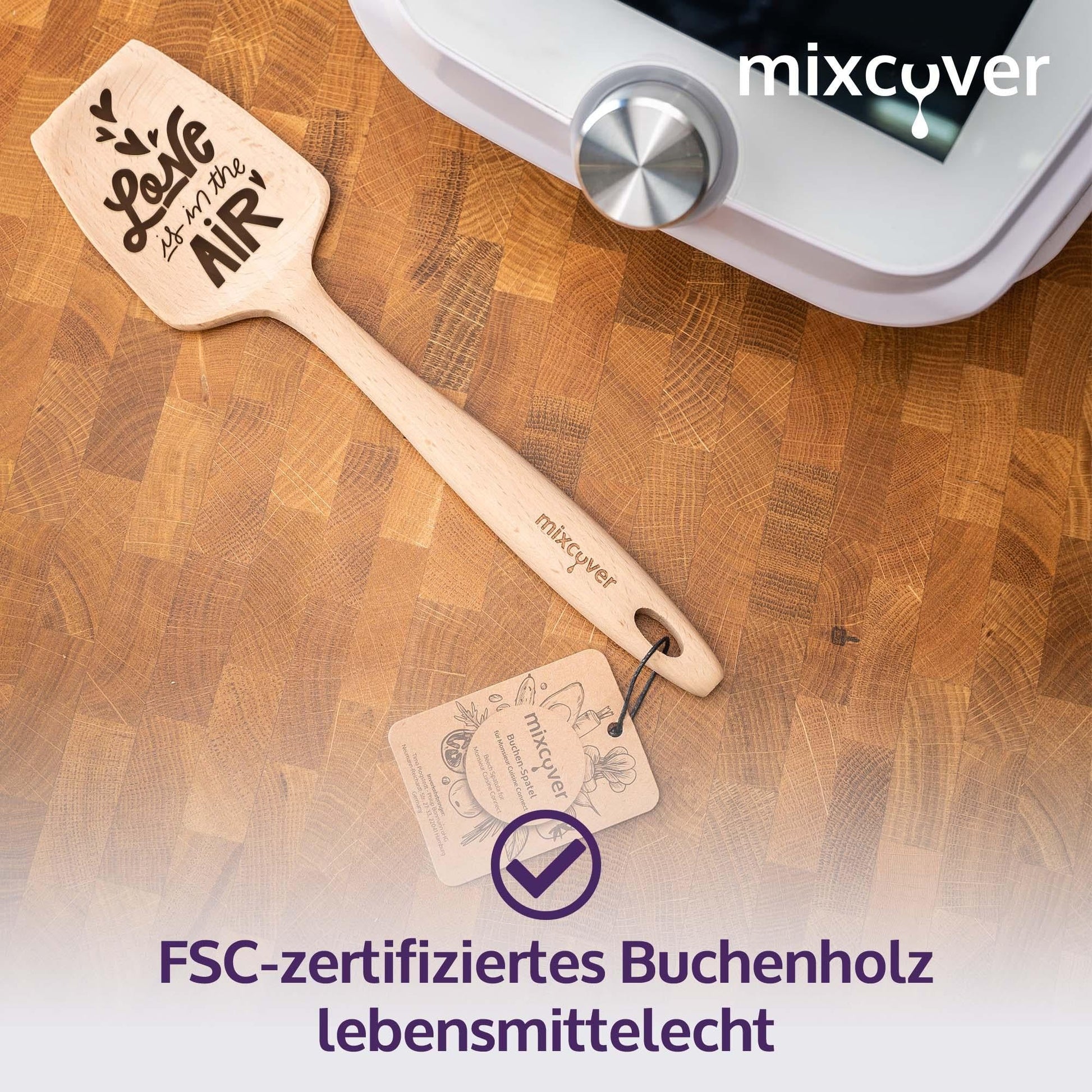 mixcover Nachhaltiger Holzspatel Zubehör Monsieur Cuisine Connect & Smart mit Gravur - Mixcover - Mixcover