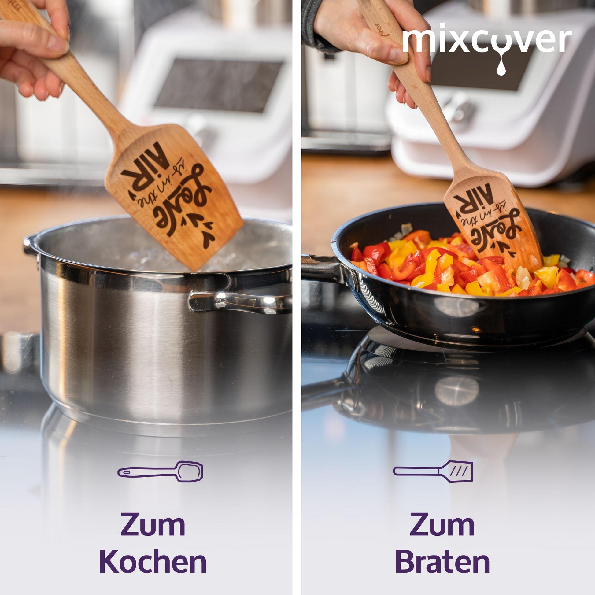 mixcover Nachhaltiger Holzspatel Zubehör Monsieur Cuisine Connect & Smart mit Gravur - Mixcover - Mixcover