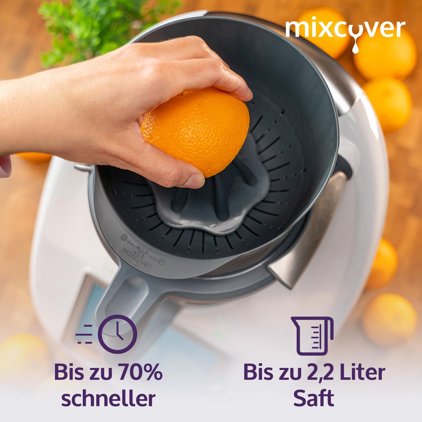 mixcover Saftpresse Entsafter Orangenpresse + DIY Naturkosmetik Set Gesichtscreme & Gesichts-Reinigungsmousse kompatibel mit Vorwerk Thermomix TM6 und TM5, Geschenkidee, Thermomix Zubehör Set - Mixcover - Mixcover