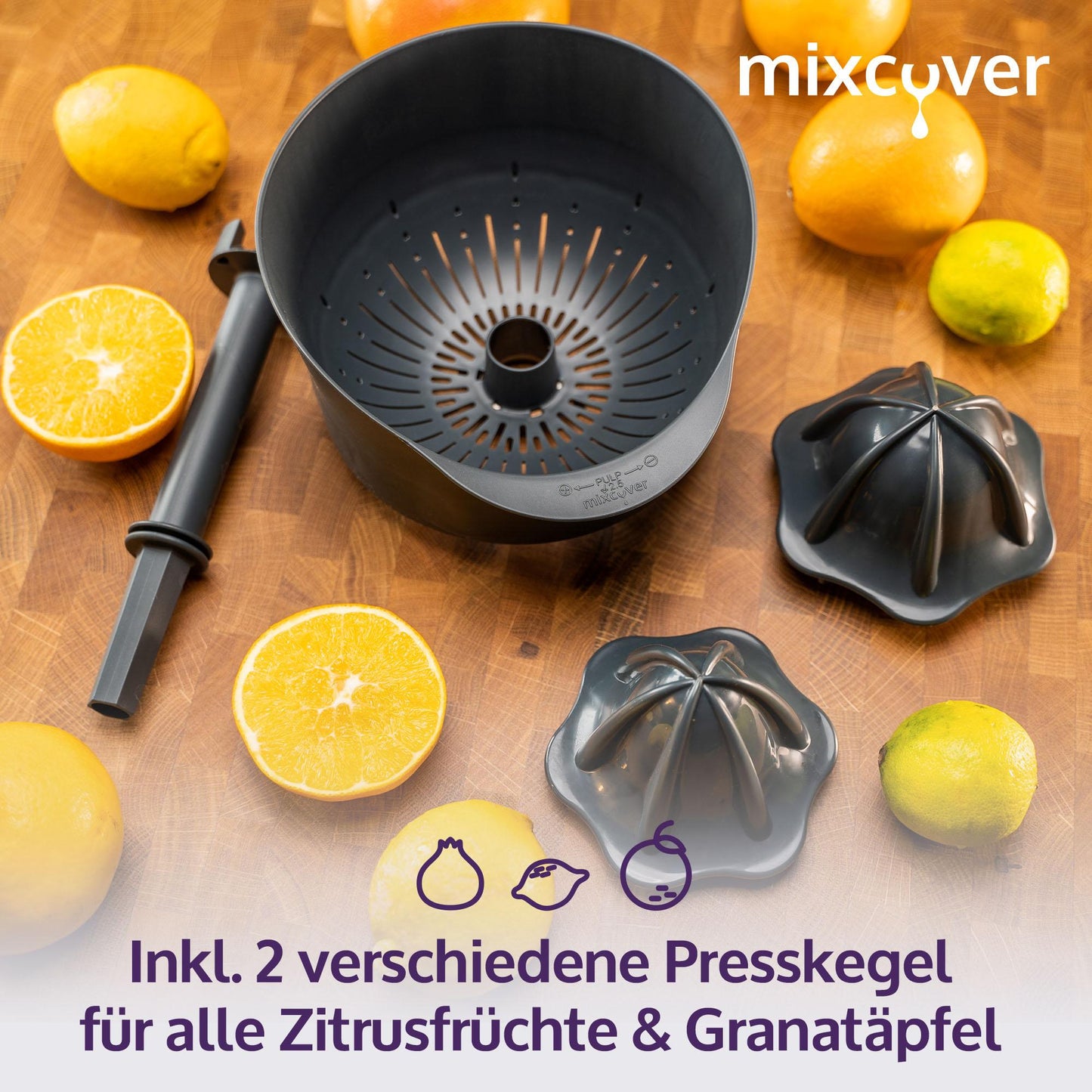 mixcover Saftpresse Entsafter Orangenpresse + DIY Naturkosmetik Set Gesichtscreme & Gesichts-Reinigungsmousse kompatibel mit Vorwerk Thermomix TM6 und TM5, Geschenkidee, Thermomix Zubehör Set - Mixcover - Mixcover