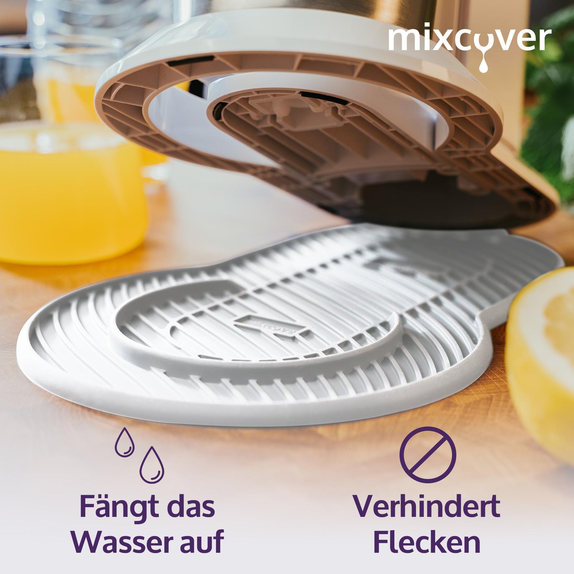 Mixcover Silikonmatte, Abtropfmatte, Untersetzer kompatibel mit SodaStream Crystal, Tropfschutz Unterlage, Auffangschale, Abtropfschale, Anti-Rutsch aus Silikon - Farbe: Weiss - Mixcover - Mixcover