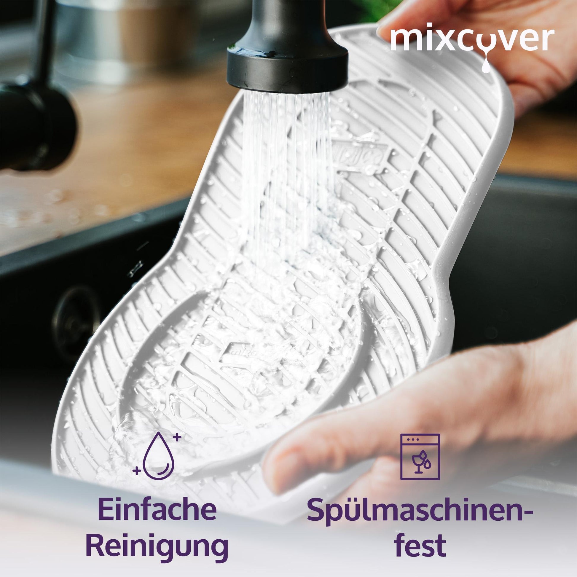 Mixcover Silikonmatte, Abtropfmatte, Untersetzer kompatibel mit SodaStream Crystal, Tropfschutz Unterlage, Auffangschale, Abtropfschale, Anti-Rutsch aus Silikon - Farbe: Weiss - Mixcover - Mixcover