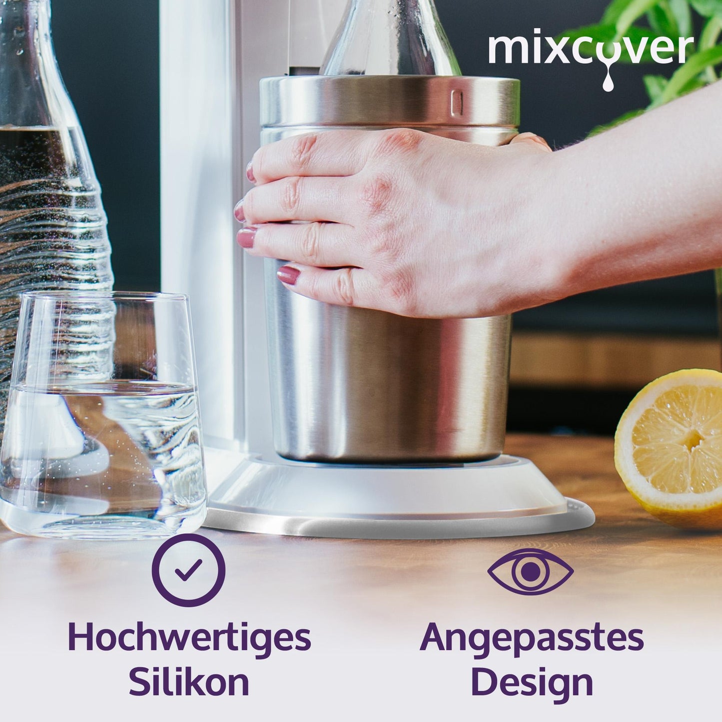 Mixcover Silikonmatte, Abtropfmatte, Untersetzer kompatibel mit SodaStream Duo, Tropfschutz Unterlage, Auffangschale, Abtropfschale, Anti-Rutsch aus Silikon - Farbe: Weiss - Mixcover - Mixcover