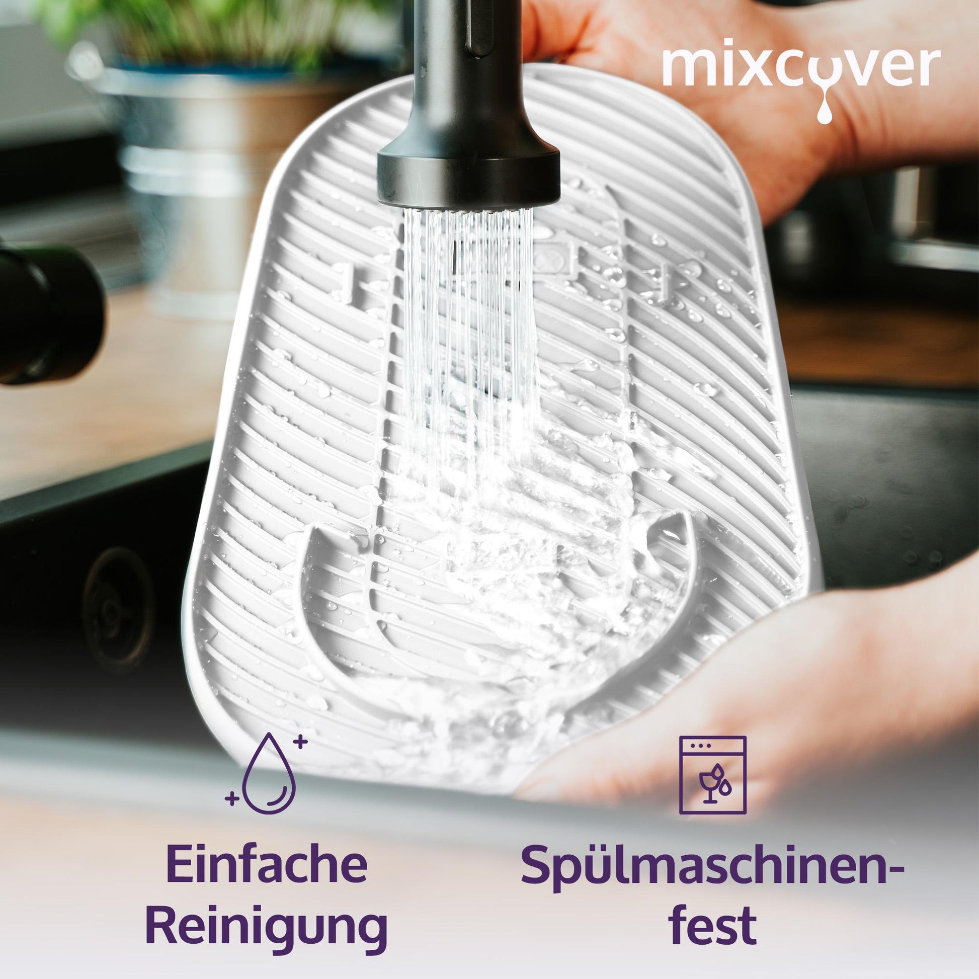 Mixcover Silikonmatte, Abtropfmatte, Untersetzer kompatibel mit SodaStream Duo, Tropfschutz Unterlage, Auffangschale, Abtropfschale, Anti-Rutsch aus Silikon - Farbe: Weiss - Mixcover - Mixcover