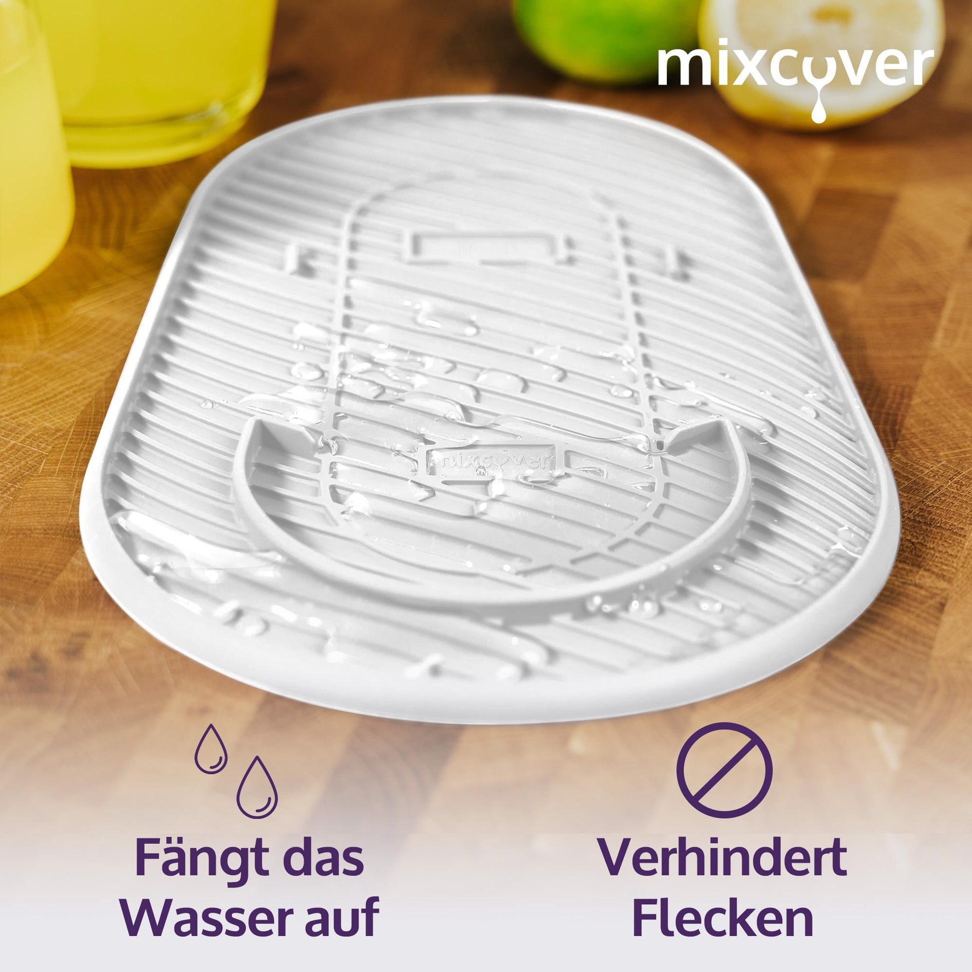 Mixcover Silikonmatte, Abtropfmatte, Untersetzer kompatibel mit SodaStream Duo, Tropfschutz Unterlage, Auffangschale, Abtropfschale, Anti-Rutsch aus Silikon - Farbe: Weiss - Mixcover - Mixcover