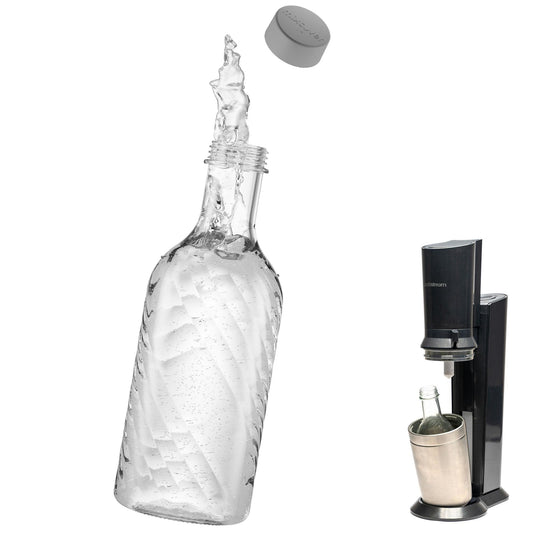 Mixcover glazen fles compatibel met Sodastream Crystal 2.0 met 10% meer volume transparant