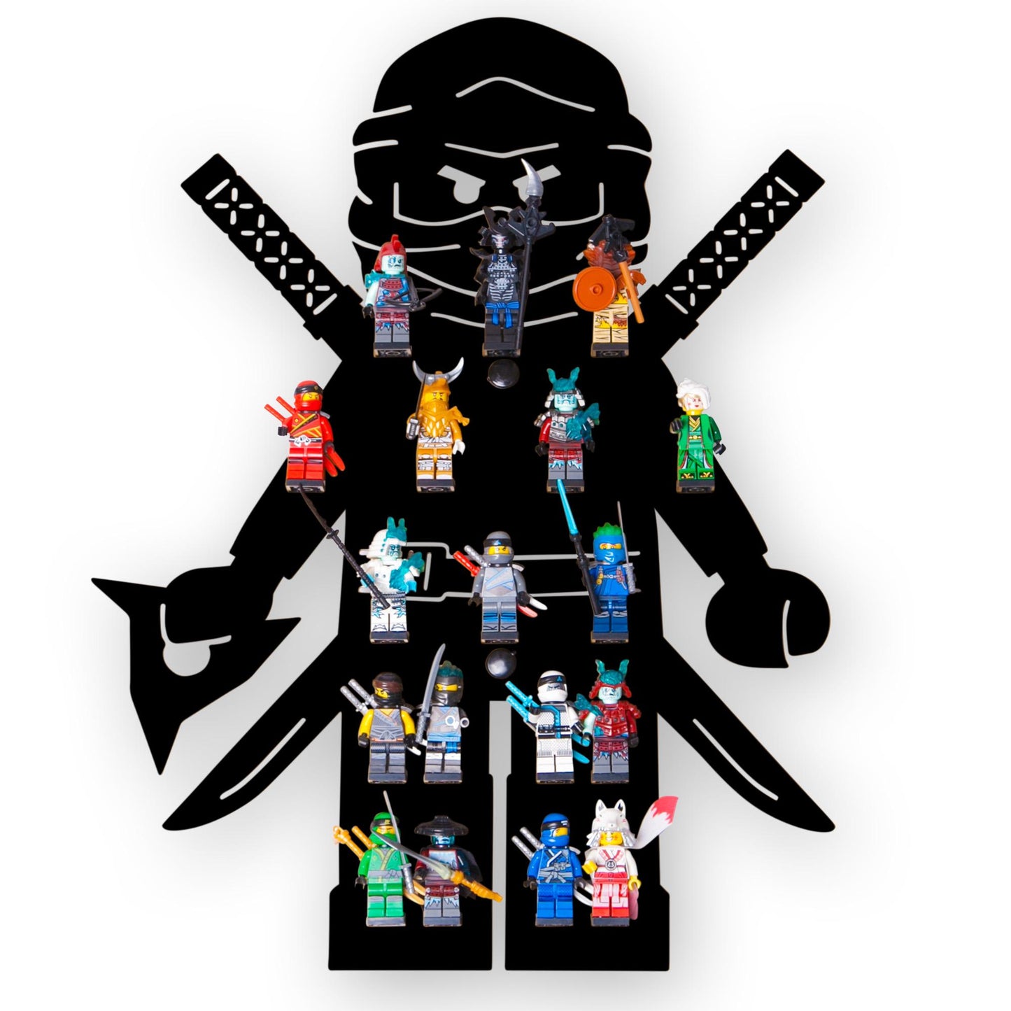 moin minis Ninja Schwarz Kinderzimmer Regal für 18 Minifiguren Klemmbausteinen