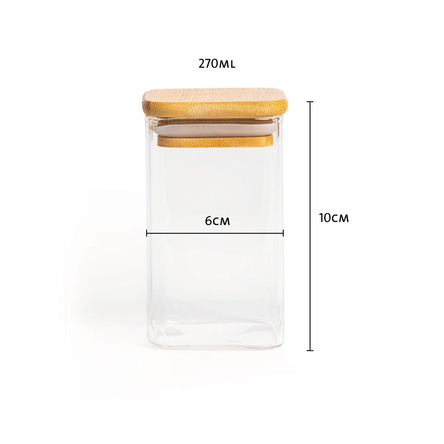 ThermoTasty: Aufbewahrungsglas, Modell: eckig, Größe: 6x10cm, 270ml, 4er-Set - Mixcover - ThermoTasty